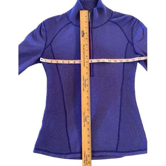 VTG EDDIE BAUER 1/2 Zip Pullover Knit Mock Neck‎ Sweater SZ S Purple Blue Preppy - Picture 8 of 8